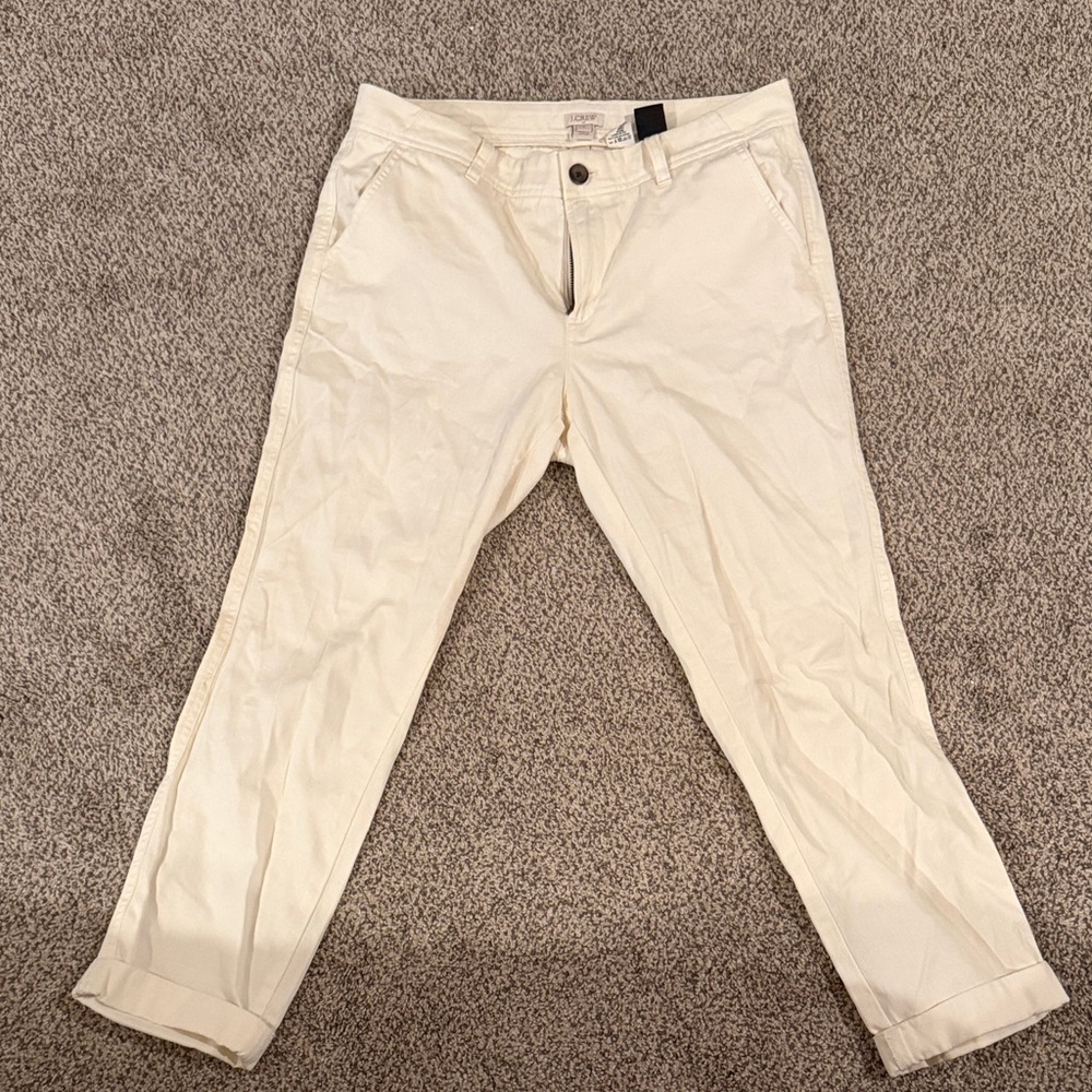 J. Crew Cream Straight Cuffed Pants